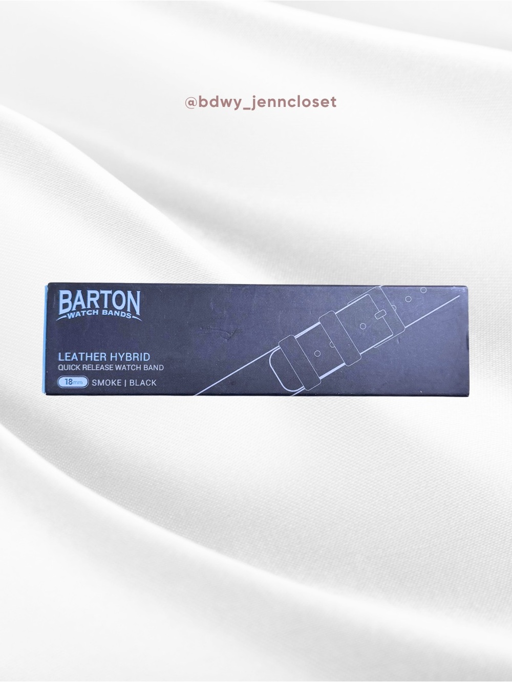 🆕Barton Leather Hybrid Quick Release Watch Band - Smoke | Black (18mm)